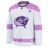 Columbus Blue Jackets Fashion7 2024 Hockey Fights Cancer Practice Jersey - White - Side View