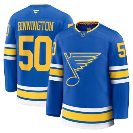 Jordan Binnington St. Louis Blues Fashion7 Home Premium Player Jersey - Blue - Front View