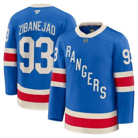 Mika Zibanejad New York Rangers Fashion7 Centennial Premium Jersey - Blue - Front View