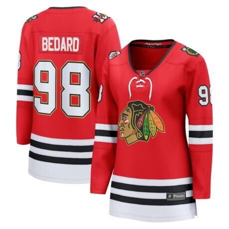 Connor Bedard Chicago Blackhawks Fashion7 Women's Centennial Breakaway Player Jersey - Red - Front View