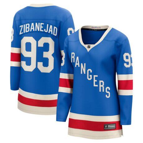 Mika Zibanejad New York Rangers Fashion7 Women's Centennial Breakaway Jersey - Blue - Front View