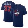 Connor Hellebuyck Winnipeg Jets Fashion7 Authentic Stack Name & Number T-Shirt - Navy - Front View
