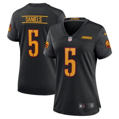 Jayden Daniels Washington Commanders Nike Women's Alternate Game Player Jersey - Black - Front View
