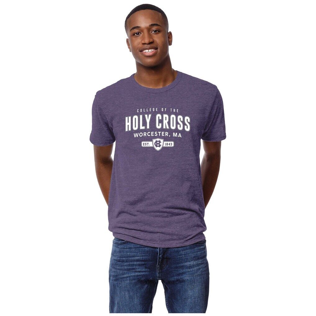 Holy Cross Crusaders League Collegiate Wear Victory Falls Tri-Blend T-Shirt - Heather Purple