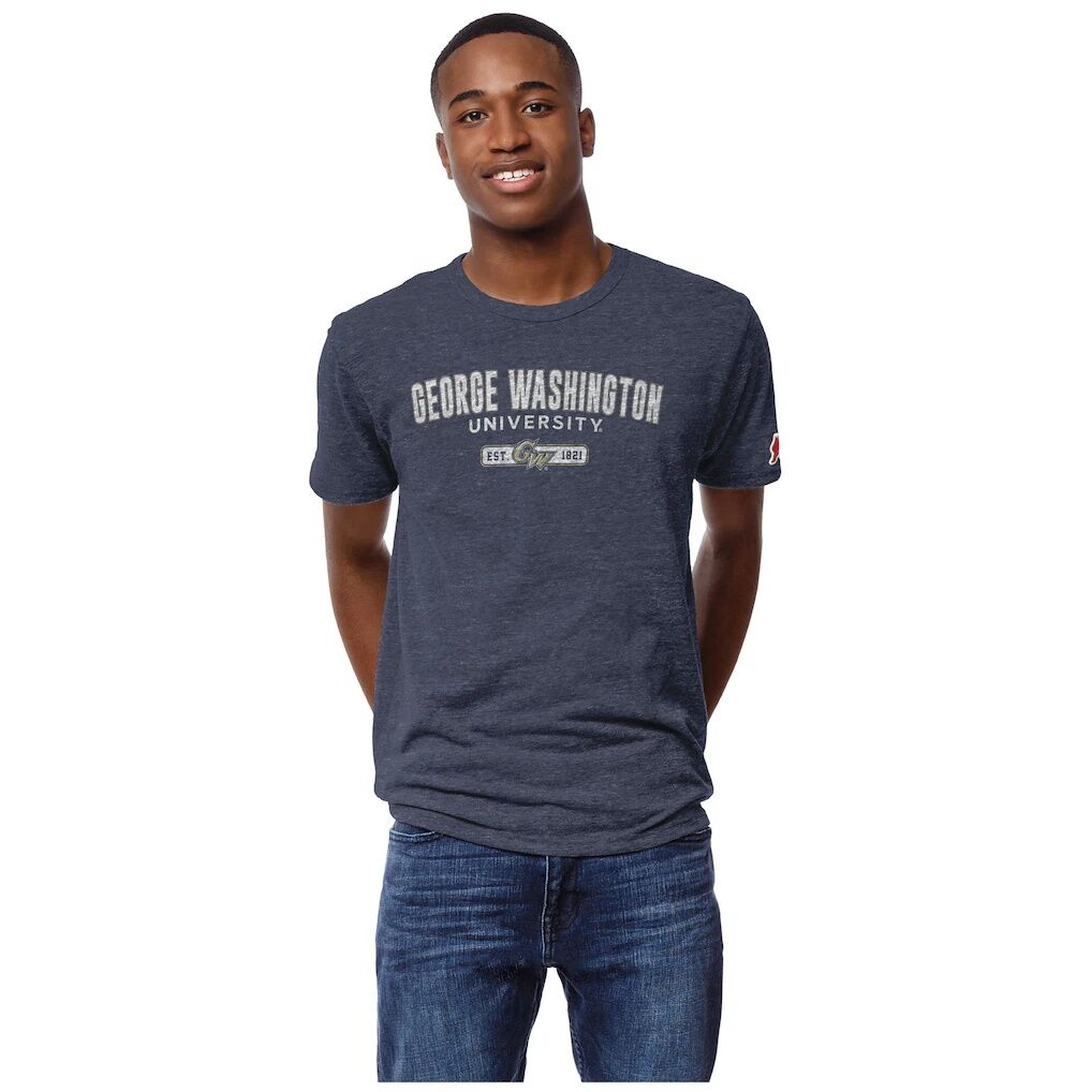 George Washington University League Collegiate Wear Victory Falls Tri-Blend T-Shirt - Heather Navy