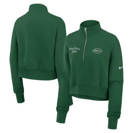 New York Jets Nike Women's Primetime Phoenix Half-Zip Sweatshirt - Green - Front View