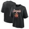 Cincinnati Bengals Nike Women's Essential Script Relaxed Boxy T-Shirt - Black - Detail View