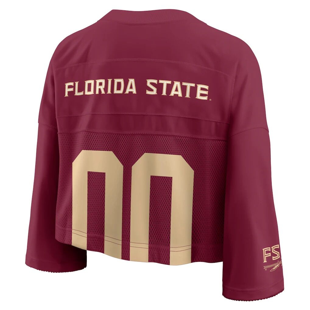Florida State Seminoles Nike Women's Cropped Mesh Dri-FIT Fashion Jersey - Garnet