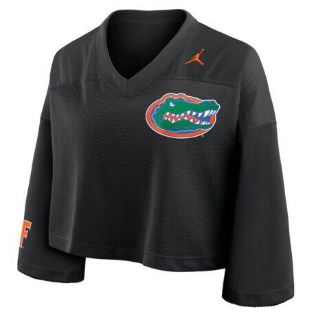 Florida Gators Jordan Brand Women's Cropped Mesh Dri-FIT Fashion Jersey - Black - Alt1
