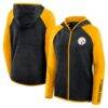 Pittsburgh Steelers Fashion7 Women's Redzone End Around Pass Raglan Full-Zip Hoodie - - Front View