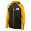 Pittsburgh Steelers Fashion7 Women's Redzone End Around Pass Raglan Full-Zip Hoodie - - Side View