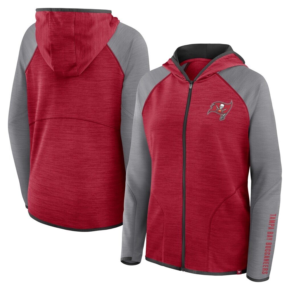 Tampa Bay Buccaneers Fashion7 Women's Redzone End Around Pass Raglan Full-Zip Hoodie - Red/Pewter