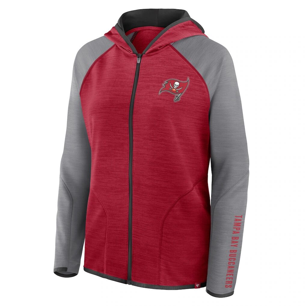 Tampa Bay Buccaneers Fashion7 Women's Redzone End Around Pass Raglan Full-Zip Hoodie - Red/Pewter