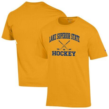 Lake Superior State Lakers Champion Hockey Icon T-Shirt - Yellow - Front View