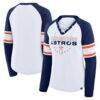 Houston Astros Fashion7 Women's Blitz Package Raglan Lace-Up V-Neck Long Sleeve T-Shirt - - Front View