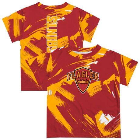 Flagler Saints Vive La Fete Youth Paint Brush T-Shirt - Crimson - Front View