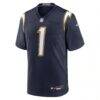 Quentin Johnston Los Angeles Chargers Nike Alternate Super Chargers Game Player Jersey - Navy - Side View