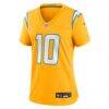 Justin Herbert Los Angeles Chargers Nike Women's Alternate Charger Power Game Jersey - Gold - Side View