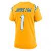 Quentin Johnston Los Angeles Chargers Nike Women's Alternate Charger Power Game Jersey - Gold - Detail View