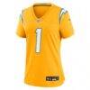 Quentin Johnston Los Angeles Chargers Nike Women's Alternate Charger Power Game Jersey - Gold - Side View