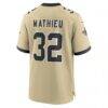 Tyrann Mathieu New Orleans Saints Nike Gameday Golds Alternate Game Player Jersey - Gold - Detail View
