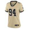 Cameron Jordan New Orleans Saints Nike Women's Gameday Golds Alternate Game Player Jersey - Gold - Back View