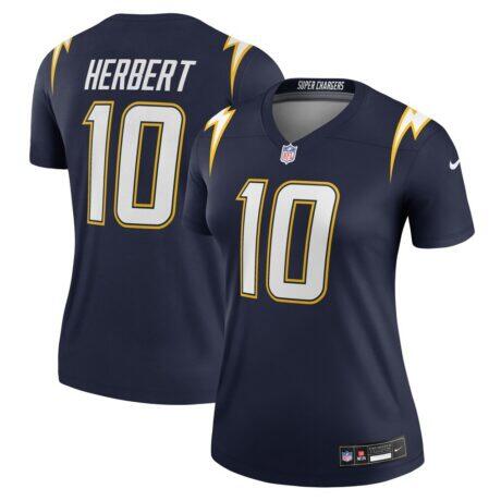 Justin Herbert Los Angeles Chargers Nike Women's Alternate Super Chargers Legend Player Performance Top - Navy - Front View