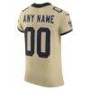 New Orleans Saints Nike Alternate Vapor F.U.S.E. Elite Custom Jersey - Gold - Detail View