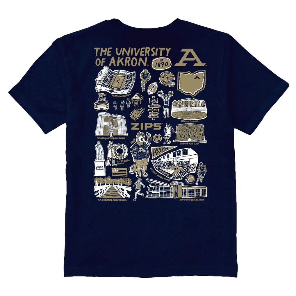 Akron Zips Vive La Fete Youth Impressions Artwork T-Shirt