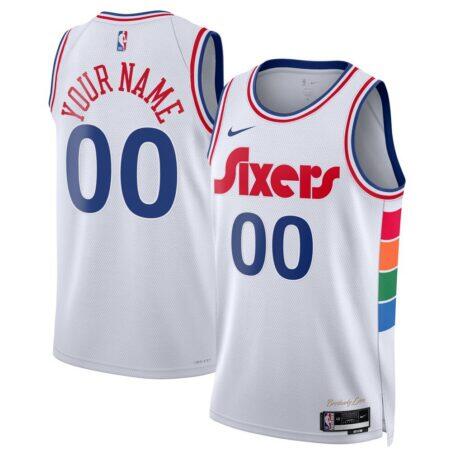 Philadelphia 76ers Nike Unisex 2024/25 Custom Swingman Jersey - White - Front View