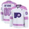 Philadelphia Flyers Fashion7 2024 Hockey Fights Cancer Custom Practice Jersey - White - Front View