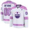 Edmonton Oilers Fashion7 2024 Hockey Fights Cancer Custom Practice Jersey - White - Front View