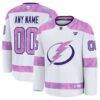 Tampa Bay Lightning Fashion7 2024 Hockey Fights Cancer Custom Practice Jersey - White - Front View