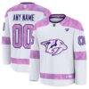 Nashville Predators Fashion7 2024 Hockey Fights Cancer Custom Practice Jersey - White - Front View