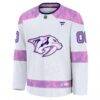 Nashville Predators Fashion7 2024 Hockey Fights Cancer Custom Practice Jersey - White - Side View