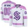 Seattle Kraken Fashion7 2024 Hockey Fights Cancer Custom Practice Jersey - White - Front View