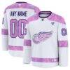 Detroit Red Wings Fashion7 2024 Hockey Fights Cancer Custom Practice Jersey - White - Front View