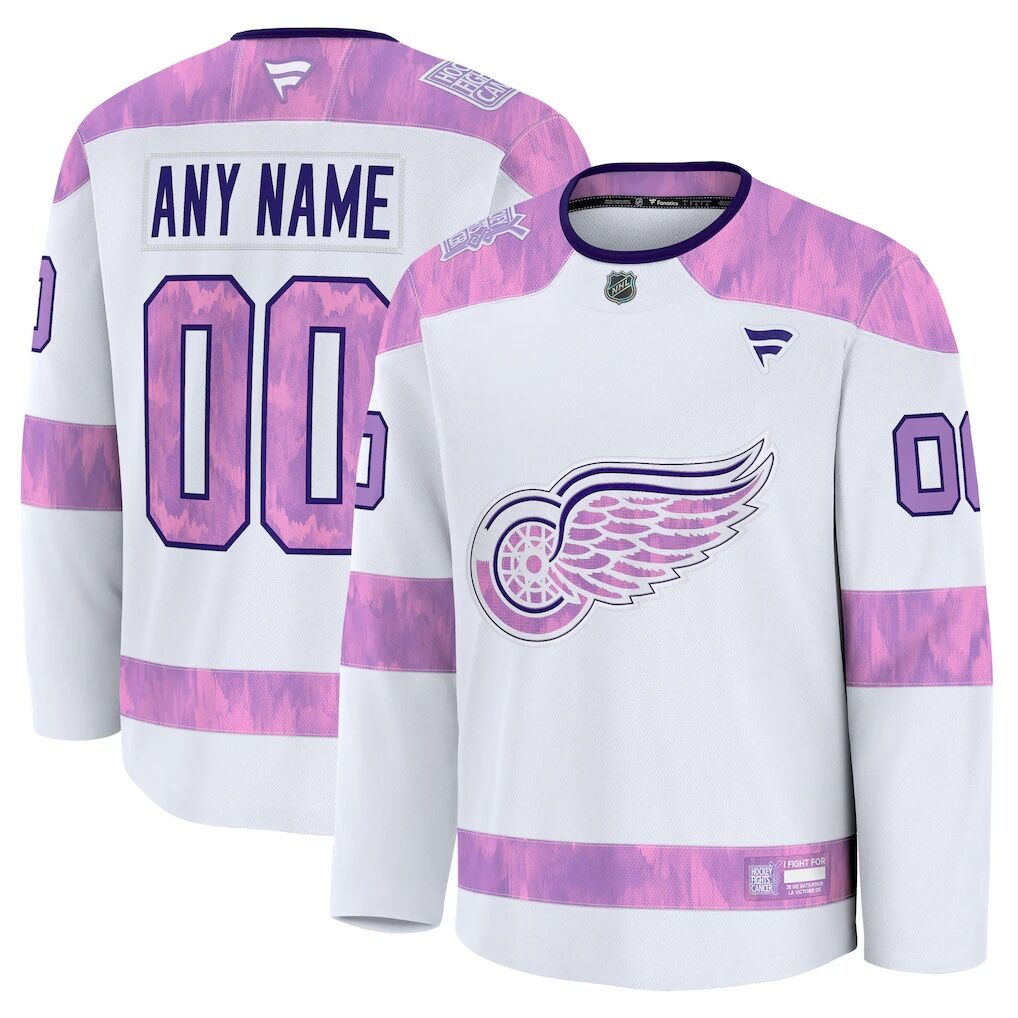 Detroit Red Wings Fashion7 2024 Hockey Fights Cancer Custom Practice Jersey