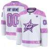 Dallas Stars Fashion7 2024 Hockey Fights Cancer Custom Practice Jersey - White - Front View