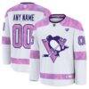 Pittsburgh Penguins Fashion7 2024 Hockey Fights Cancer Custom Practice Jersey - White - Front View