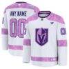 Vegas Golden Knights Fashion7 2024 Hockey Fights Cancer Custom Practice Jersey - White - Front View