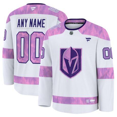 Vegas Golden Knights Fashion7 2024 Hockey Fights Cancer Custom Practice Jersey - White - Front View