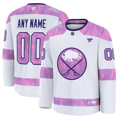 Buffalo Sabres Fanatics 2024 Hockey Fights Cancer Custom Practice Jersey - White - Front View