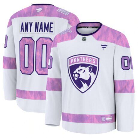 Florida Panthers Fashion7 2024 Hockey Fights Cancer Custom Practice Jersey - White - Front View