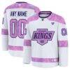Los Angeles Kings Fashion7 2024 Hockey Fights Cancer Custom Practice Jersey - White - Front View