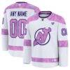 New Jersey Devils Fashion7 2024 Hockey Fights Cancer Custom Practice Jersey - White - Front View