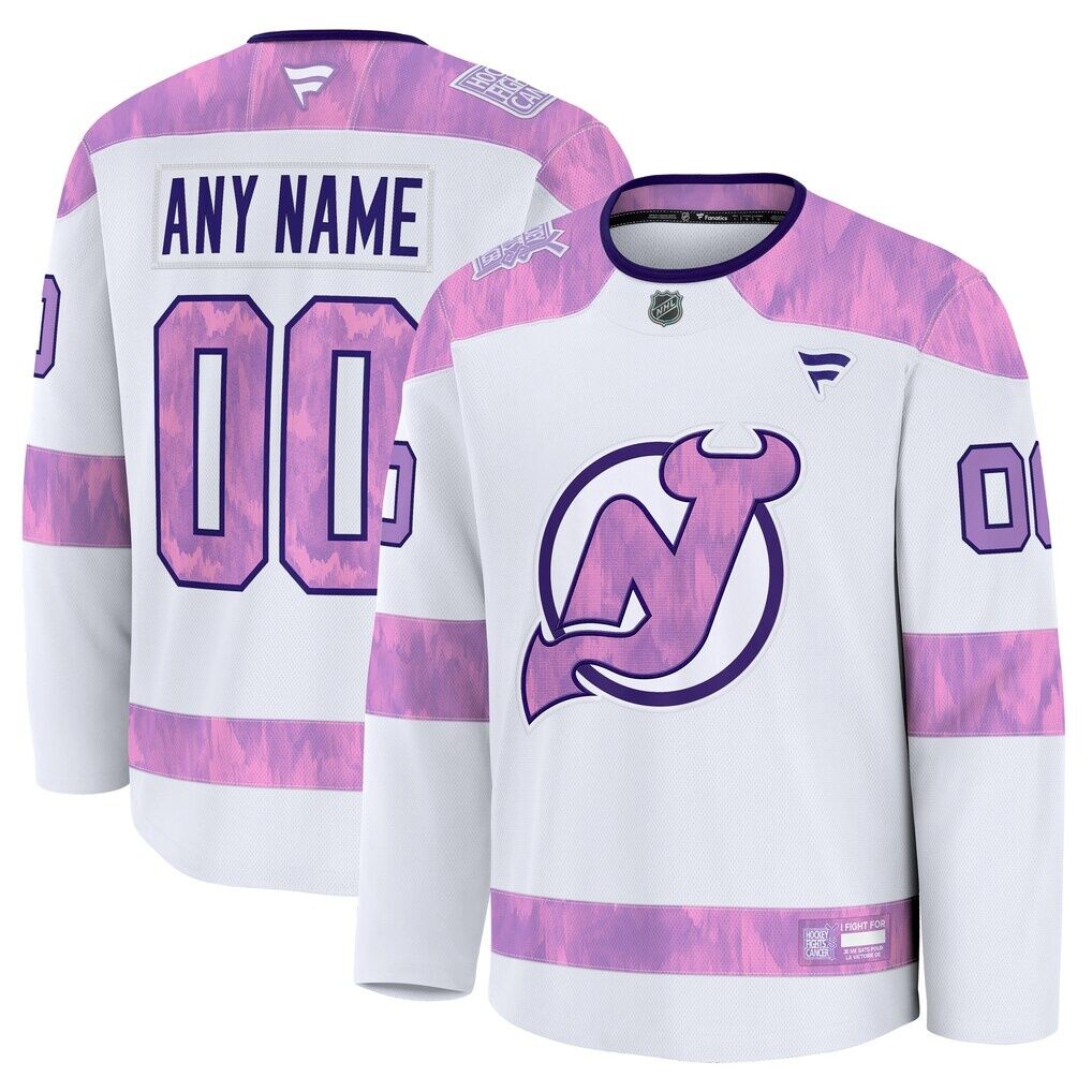 New Jersey Devils Fashion7 2024 Hockey Fights Cancer Custom Practice Jersey