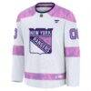 New York Rangers Fashion7 2024 Hockey Fights Cancer Custom Practice Jersey - White - Side View