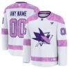San Jose Sharks Fashion7 2024 Hockey Fights Cancer Custom Practice Jersey - White - Front View