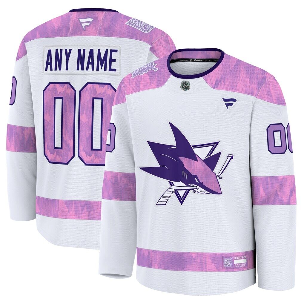 San Jose Sharks Fashion7 2024 Hockey Fights Cancer Custom Practice Jersey